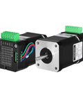 Two Nema 17 Stepper Motors With Integrated Driver, showing a 1.8 degree step angle and compact design, ideal for 3D printers and CNC projects.