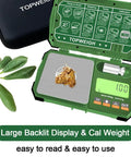 Pocket Scale 500g 0.01g With Backlit Display Jewelry And Coin Scale Precision Gram Scale Six Weighing Units Dual Powered USB Or 2 AAA Batteries Zipper Case Cal Weight USB Cable Included, open with herbs on scale