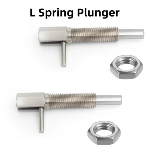M16 Stainless Steel Retractable Indexing Plunger Pins 2 Pack with nuts for heavy duty applications. Length 102mm.
