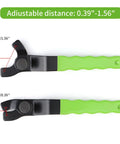 Tough As Nails Adjustable Pin Wrench For Angle Grinder Lock Nuts, 7.25in tool with green grip and adjustable distance 0.39-1.56in.
