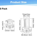 30 Piece Clear Acrylic Plastic Screws And Hex Nuts Kit, M6x10mm, showing size measurements for screws and nuts.