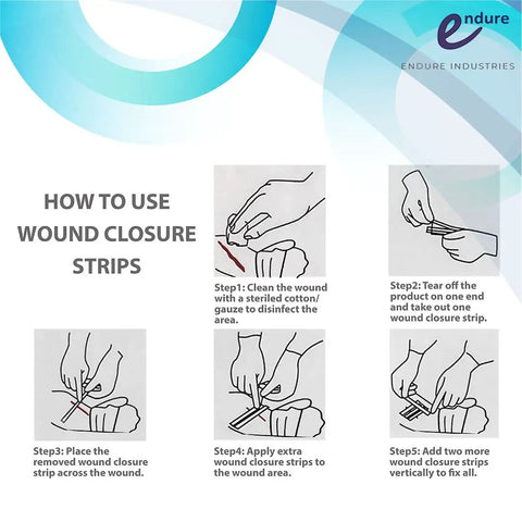 Reinforced Wound Closure Strips Half Inch By Four Inch For Small Cuts And Lacerations, 30 Total, use guide