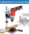 Adjustable Desktop Drill Stand With Universal Bench Clamp and 60mm depth for precise rotary tool drilling in home workshops
