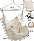 Heavy Duty Hammock Chair With Two Cushions And Protective Waterproof Cover For Indoor And Outdoor Relaxation Steel Spreader Bar
