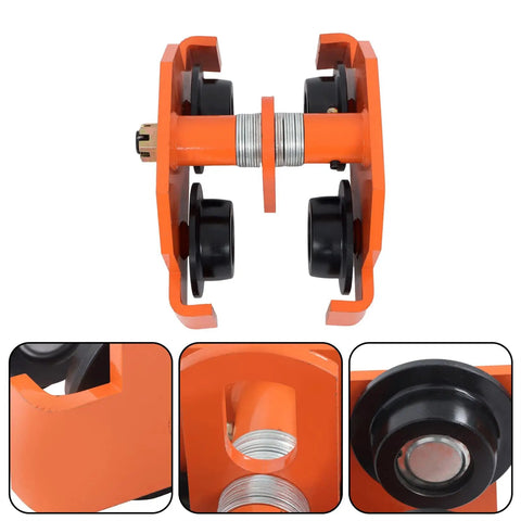 Beefy Manual Trolley For I Beam And H Beam With 11000 Lb Load Capacity Adjustable Flange Width Double Wheel Push Beam Trolley