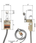Heavy Duty Waterproof TZ 3104 Roller Lever Limit Switch 2 Pack With 3m Cable Momentary Action SPDT 1NO 1NC Aluminum Shell dimensions