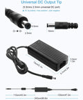Beefy 5V 10A DC Power Supply For LED Strip Lights 50W showing 5.5x2.5mm plug, dimensions, and cord length