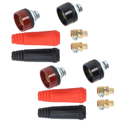 Welding Cable Panel Connector Kit With Quick Fittings 12 Pieces Red And Black Power Plugs And Sockets For Workshop And Garage