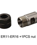 Ultimate ER Collet Sleeve Thread Adapter Kit For Engraving Spindle Motors, Includes 162532 sizes, ER11 ER16 nuts and adapter.