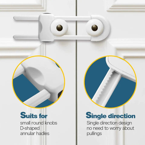 6PCS Baby Cabinet Locks With Adjustable U Shaped Design For Drawers Cabinets Gates And Furniture Doors Multifunctional Kid Safety Locks With Secure Lock Buttons To Keep Curious Kids Out