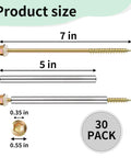 All In One 30 Pack 304 Stainless Steel Gutter Fasteners With 7 Inch Screws, spikes, nails and metal ferrules product size diagram