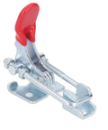 Heavy Duty Toggle Latch Clamp With Adjustable Tension Clasp For Woodworking And Cabinets Offers Insane 320KG Holding Capacity Made From Hot Rolled Steel In Sleek Red And Silver Color, red handle steel latch