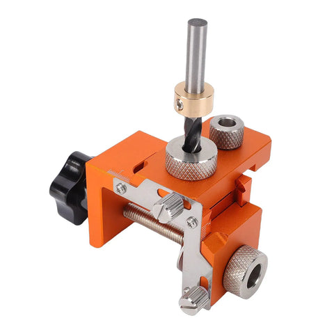Heavy Duty Double Hole Drill Positioner Aluminum Alloy Woodworking Guide Jig With Wide Adjustable Clamp Fits Furniture Projects