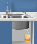 Built In Kitchen Soap Dispenser With 47 Inch Extension Tube No Refills Needed Durable 304 Stainless Steel Brushed Nickel Finish Easy Pump For Large Soap Bottles Fits Under Sink Or On Countertop, shown installed under the sink with extension tube in a modern kitchen.