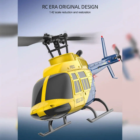 1/42 Scale Bell 206 RC Helicopter With 2.4G 4CH Flybarless Mini 3D Stunt Model showcasing optical flow and 6-axis gyro