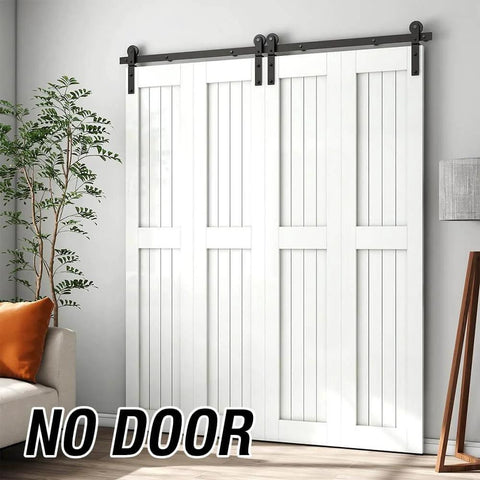7 Foot Bi Fold Barn Door Hardware Kit For Four Doors Track System Fits Door Openings Up To Eighty Inches with No Door