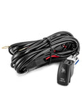 Universal 12V Rock Lights Wiring Harness Kit With 16AWG Lead, Rocker Switch, Relay and Fuse, coiled on white surface