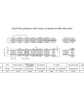 Technical drawing of short pitch precision roller chain for 40# chain, showing dimensions and specifications.