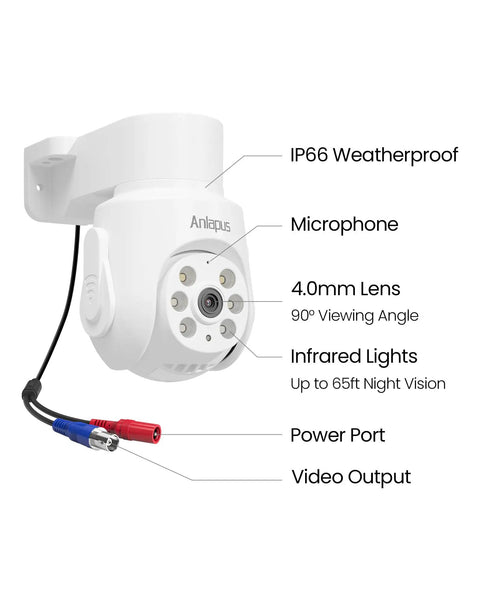 Kick Up Your Yard Watch With This Rock Solid 1080P Pan Tilt Wired Security Camera, 4mm lens, IP66 weatherproof with night vision capabilities.