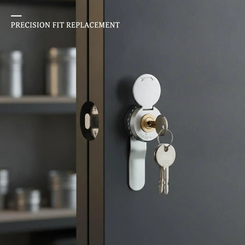 Zinc Alloy Round Cam Lock For Cabinets And Tool Boxes With Key Operated Security installed on cabinet door