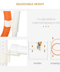 7 Piece Dog Agility Training Set For Backyard Fun adjustable hurdles and jump ring detail, orange and white components