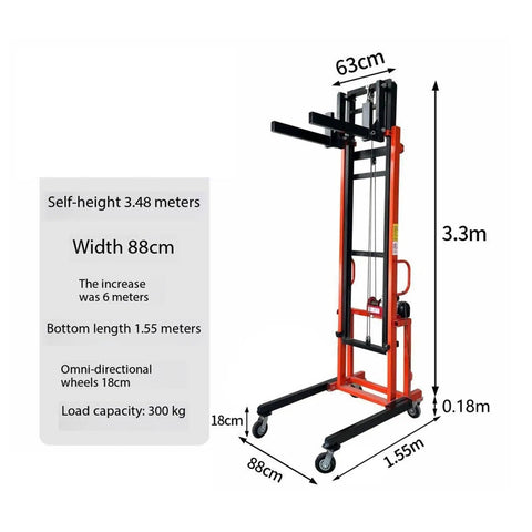 Heavy Duty Electric Lifting Platform For HVAC And Cold Storage Install With Thickened Steel Build, 3.48m height, 300kg capacity.