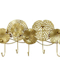 Gold Wall Mounted Coat Rack Featuring A Styled Lotus Leaf Design With Five Heavy Duty Hooks To Hang Outerwear Keys Caps And Towels A Total Game Changer For Entryway Organization That Keeps Your Daily Carry Tight And Zero Drama.