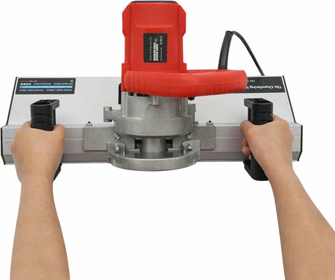 Pro Grade Electric Tile Chamfer Cutter With Rock Solid Base And Knucklehead Friendly Setup being operated by hands.