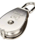 Stainless Steel Swivel Single-Sheave Marine Pulley Block 50mm Wire Rope Heavy Duty 304 Wear Resistant Corrosion Resistant 400kg Max Load 130mm Total Length Fits 1/2 Inch Dock Rope One Piece, 50mm stainless pulley