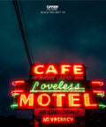 Neon motel sign captured with 49mm Black Pro Mist One Eighth Diffusion Filter Ultra Slim for Cinematic Portraits Video and Vlog Soft Glow Highlights