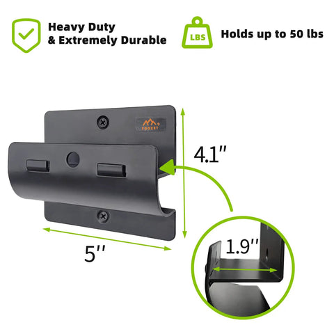 Heavy Duty Ladder Hanger For Garage Wall Storage Steel Wall Mount Keeps Ladders And Gear Off The Floor, 5x4.1 inches, black
