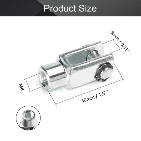 Y 20 Clevis End Connector for Pneumatic Air Cylinders, M8 x 1.25 Female Thread, 40mm Length, 20mm Bore Foot Mount Joint, Rock Solid Iron Construction, Silver Finish, Easy Install, 40mm size view