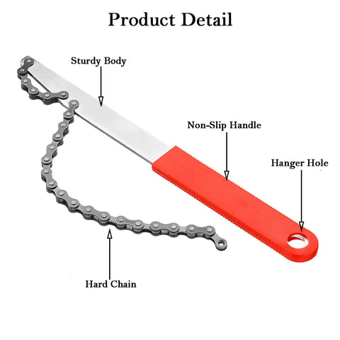Chain whip from All In One Bike Cassette Tool Set Pro Grade With Chain Whip And Freewheel Lockring Removal For Quick Gear Service And Sprocket