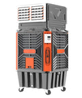 Industrial Grade Evaporative Cooler Featuring 50 Fan Speeds And Copper Motors Pumping Hella Fresh Air Across 1800 Square Feet Patios Warehouses Barns And Workshop Areas Smashing Stale Heat Until You Chill Out Totally on wheels with control panel