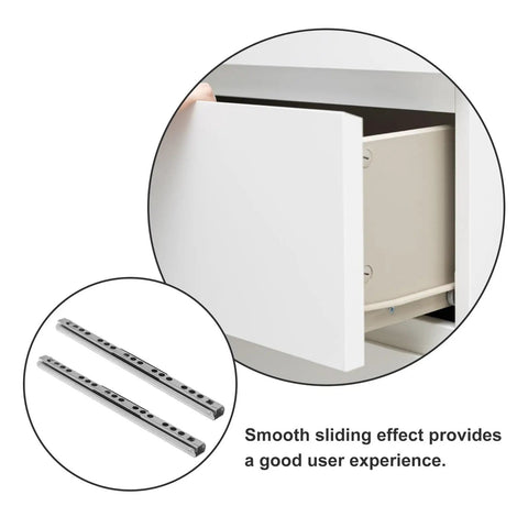 Stainless Steel Cabinet Drawer Slide Rail Kit in use on a drawer, includes 2 side mount ball bearing rails for smooth silent operation.