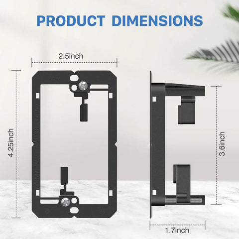 Dimensions of 22 Pack Single Gang Drywall Wall Plate Low Voltage Multipurpose Mounting Bracket Kit Black For HDMI TV Coaxial