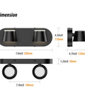 Dimensions of Five Light LED Bathroom Vanity Light in Matte Black with rotatable and dimmable wall fixtures, 34-inch lighting.