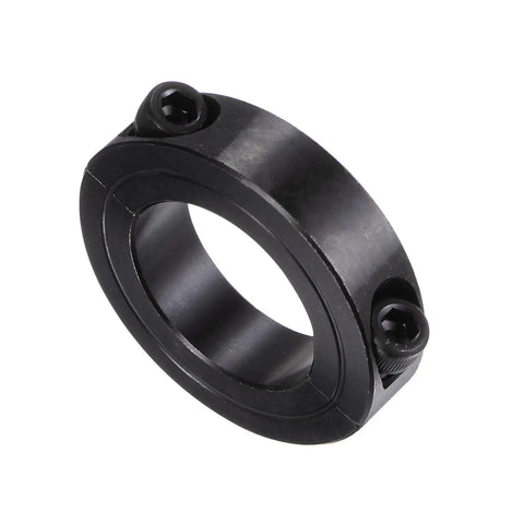 Beefed-Up Double Split Shaft Collar For One And A Quarter Inch Rod Two And One Sixteenth Inch Outer Diameter One Half Inch Wide Black Oxide
