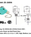 3 Speed 4 Wire Pull Chain Ceiling Fan Switch Replacement For Ceiling Fans, Wall Lamps, And Cabinet Lights Model 268S6 diagram