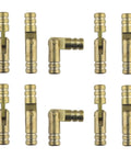 Rust Resistant Brass Barrel Cabinet Hinges Set, 10 concealed invisible cylinder hinges, low profile yellow finish