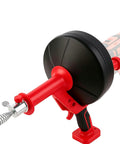 42 Foot Beast Mode Drain Snake And Hair Clog Remover, Drill powered plumbing auger in red with sturdy handle