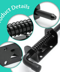 Rock Solid Spring Loaded Gate Latch Pin Pair Premium Stainless Steel Barrel Bolt Door Hardware with secure pin mechanism.