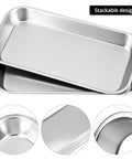Stainless Steel Tool Organizer Trays Set With One Large Flat-Bottom Tray And Three Small Rust-Resistant Service Trays, Built For Tools, Fasteners, Bits And Small Parts In Your Garage Workshop Pro Grade Organization showing stackable design.