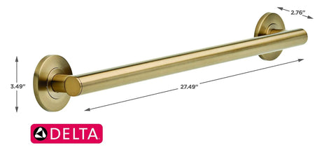Contemporary 24 Inch Shower Grab Bar For Seniors ADA Compliant Champagne Bronze Wall Mounted Safety Handle Side View
