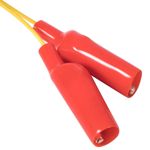 Close-up of red terminal adapters in the 16 Piece Electrical Test Lead Kit With Terminal Adapters And Cables, Model 5299367 Circuit Connector Set.