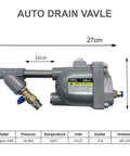 Automatic Drain Valve For Air Compressor G1/2 Inch 1.6 MPa Drainer shown with specifications and measurements