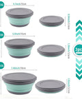 Collapsible Silicone Bowls Set Of 3 With Lids BPA Free Food Grade Camping Dinnerware For Travel Picnic And Lunch Grab And Go Portable Foldable Food Storage Containers In Blue Dishwasher Safe Reusable, three bowls different sizes with lids, blue color