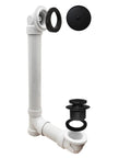 Tip Toe Schedule 40 PVC Bath Waste Assembly With One Hole Elbow Matte Black Finish Tub Drain Plug Faceplate And Brass Screws Includes 12 Inch By 4 Inch PVC Tubes For Easy Tub Upgrade.