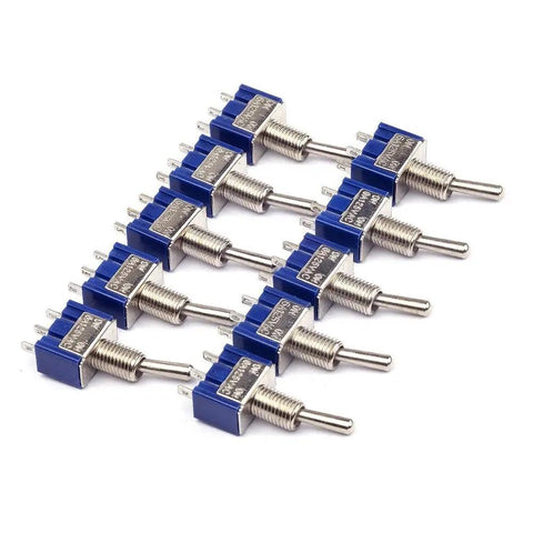 Pack of 10 AC125V 6A SPDT On On Toggle Switch With 3 Terminals 6mm Thread Latching 2 Position for DIY electronics and power switching