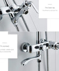 UMJIGF Shower System with Cold and Hot Water Wall Mounted Shower Faucet Set, close-up of chrome taps and handles.